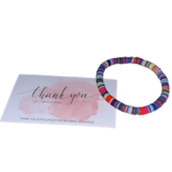 BRACELET. Splash of summer/multicolored clay disc stretch bracelet. - Picture 6 of 10